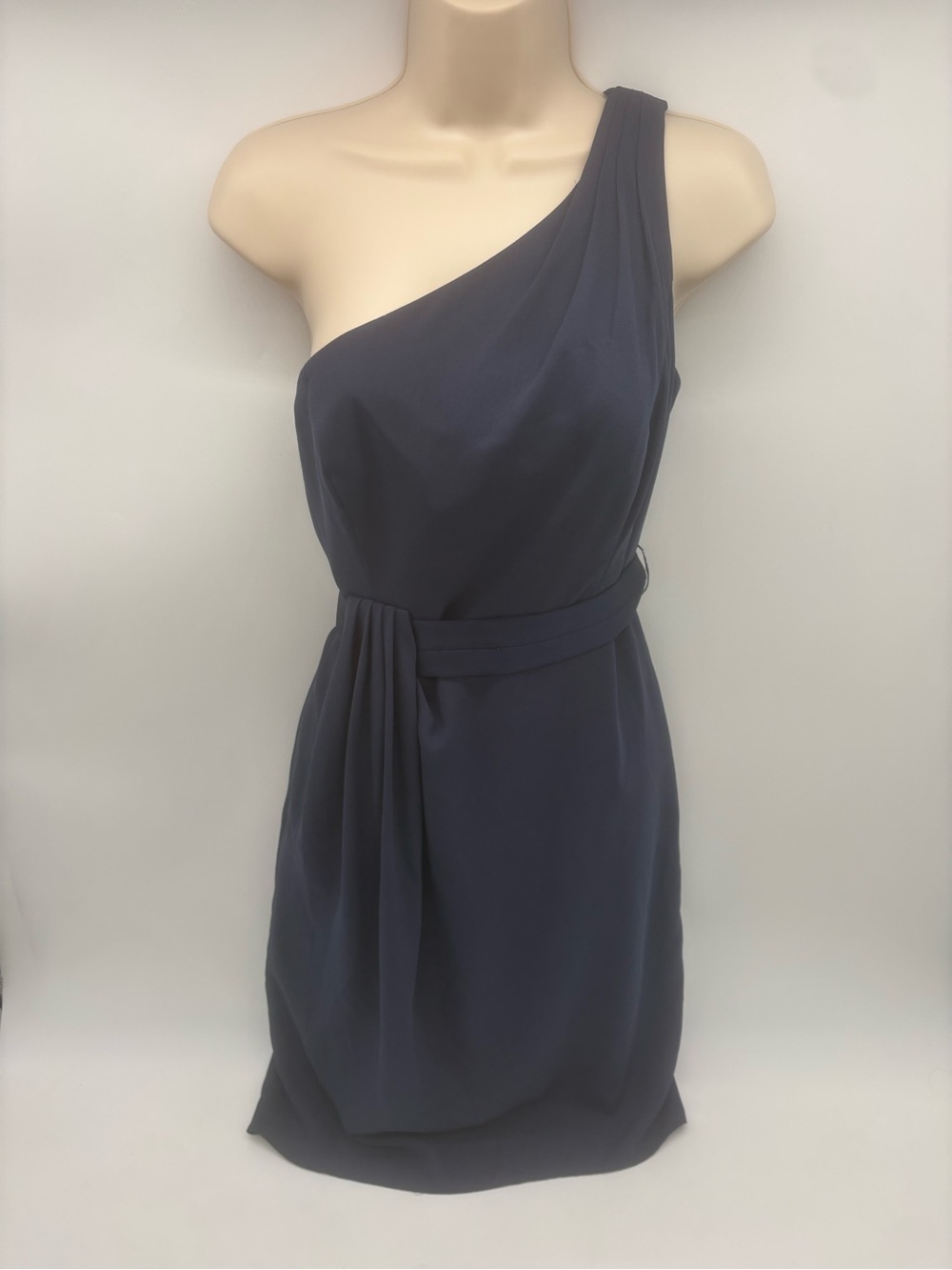 White by Vera Wang Navy One Shoulder Cocktail Dress Size 6
